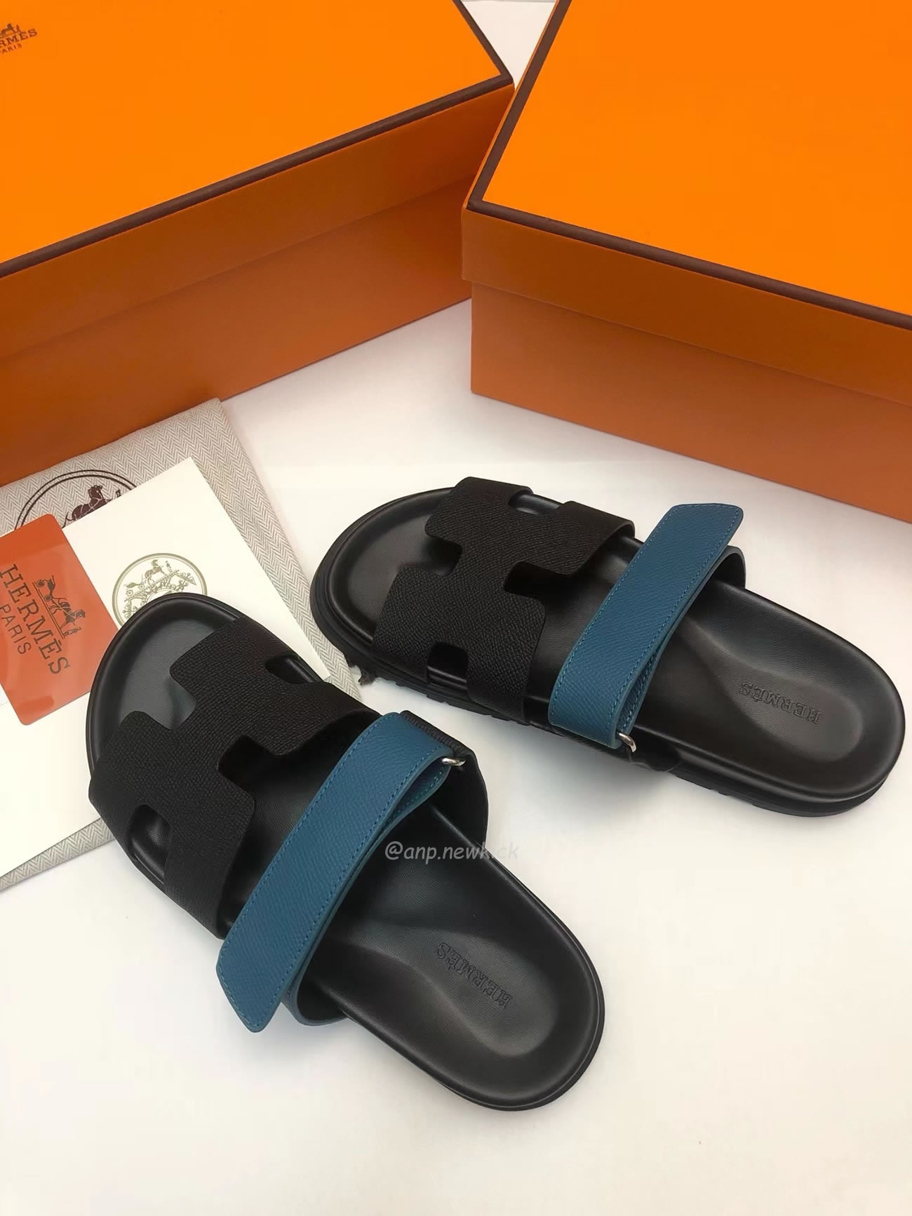 Hermes Chypre Sandal Noir Bleu Celeste (8) - newkick.cc